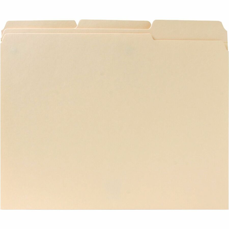 Business Source 1/3 Tab Cut Letter Classification Folder - 8 1/2" x 11" - 3/4" Expansion - Top Tab Location - Assorted Tab Position - 11 pt. - Manila - 10% Recycled - 100 / Box