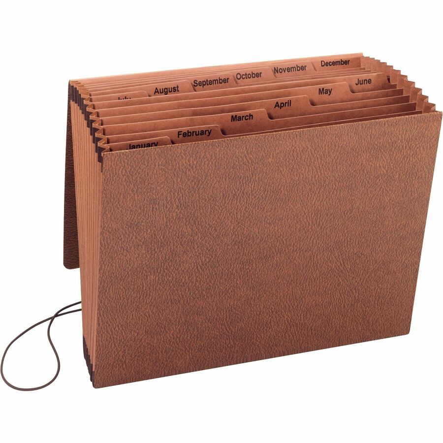 Business Source Letter Recycled Expanding File - 8 1/2" x 11" - 12 Pocket - Brown - 30% Recycled - 1 Each