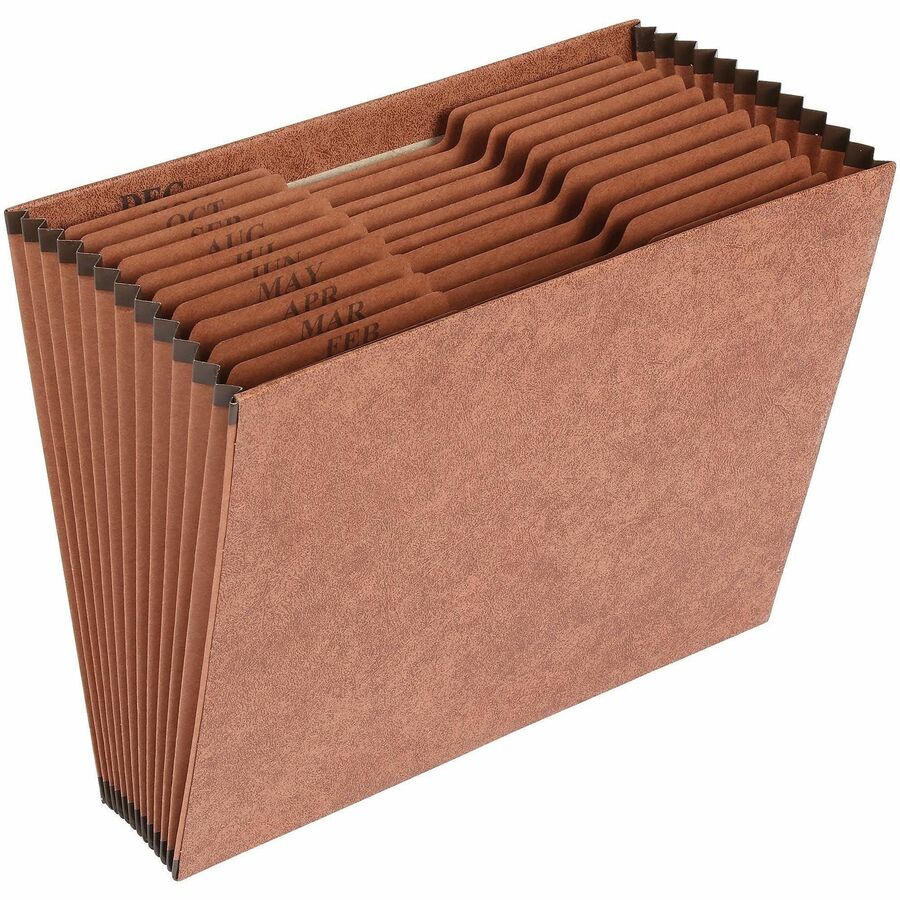 Business Source Letter Recycled Expanding File - 8 1/2" x 11" - 12 Pocket - Brown - 30% Recycled - 1 Each