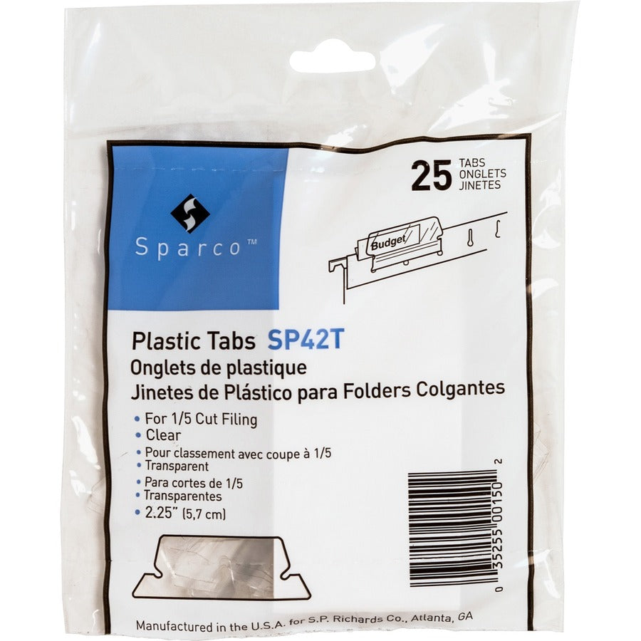 Business Source Plastic Clear Tabs - 25 Tab(s) - 2.25" Tab Width - Clear Plastic Tab(s) - 25 / Pack