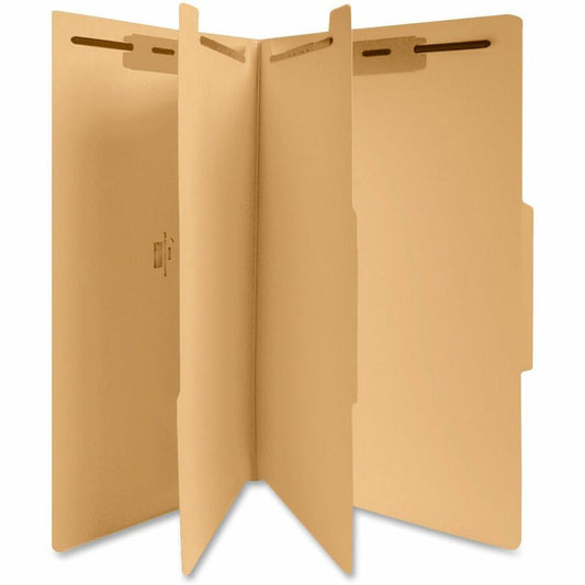 Business Source Legal Classification Folder - 8 1/2" x 14" - 2" Expansion - 1" Fastener Capacity, 2" Fastener Capacity - 2 Divider - 18 pt. - Off White - 10% Recycled - 25 / Box