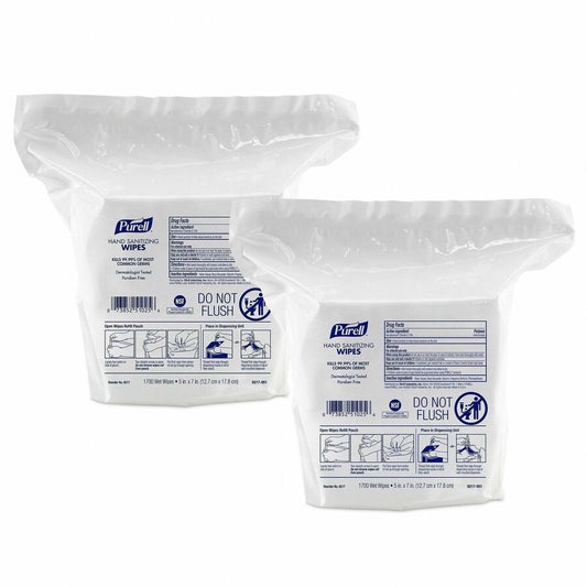 PURELL, Hand Sanitizing Wipes Dispenser Refill - WhiteBag - 1700/Bag - 2 / Carton