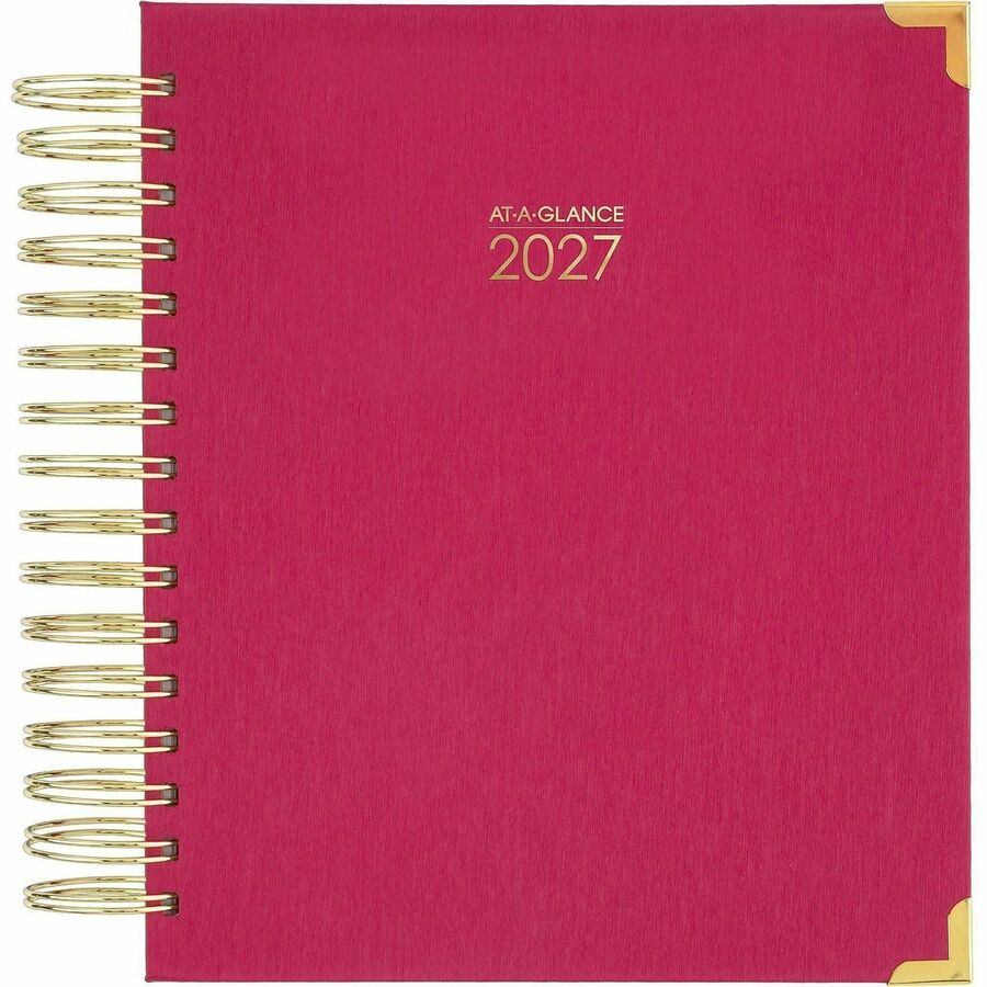 At-A-Glance Harmony Hardcover Daily Monthly Planner, Berry, Medium, 7" x 8 3/4" - Medium - Daily, Monthly - 12 Month - January 2027 to December 2027 - 7:00 AM to 8:00 PM - Hourly - 1 Month, 1 Day Double Page Layout - 7" x 8 3/4" Sheet Size - White Shee...