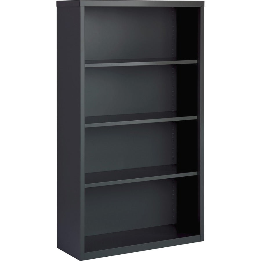 Lorell Fortress Series Bookcase - 60" Height x 34.5" Width x 13" Depth - 4 Shelve(s) - Material: Steel - Finish: Charcoal, Powder Coated - Adjustable Shelf, Welded, Durable - 1 Each