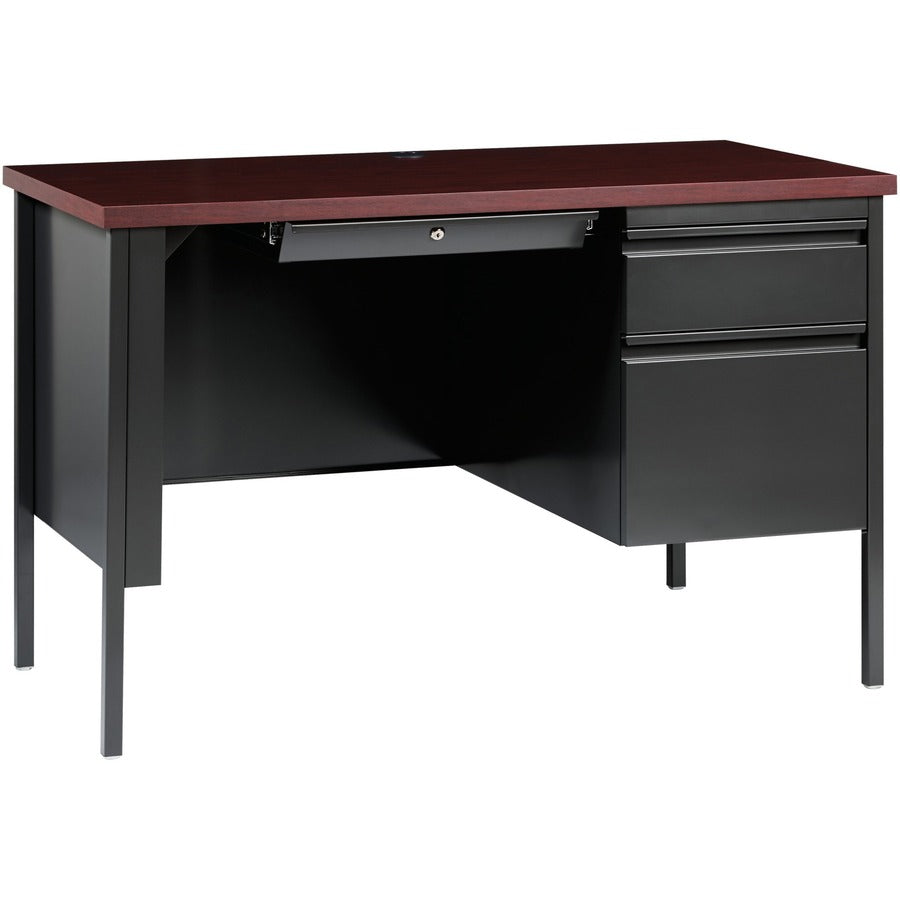 Lorell Fortress Series 45-1/2" Right Single-Pedestal Desk - 29.5" Height x 45.5" Width x 24" Depth, 1.1" Thickness Top - Single Pedestal on Right Side - Square Edge - 1 Each