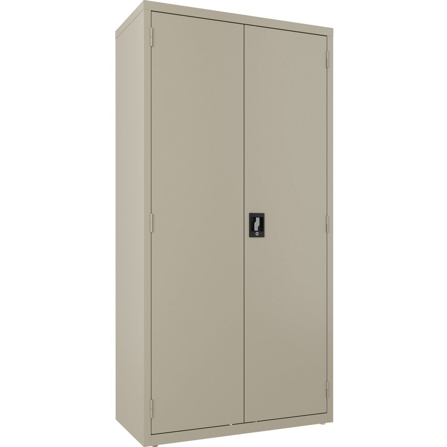 Lorell Fortress Series Wardrobe Cabinet - 18" Length x 36" Width x 72" Height - 2 x Door(s) - Locking Door - Putty - Steel - Recycled