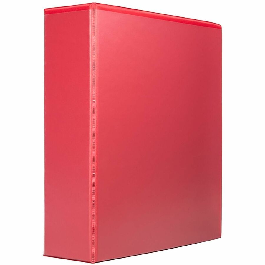 Business Source Red D-ring Binder - 3" Binder Capacity - Letter - 8 1/2" x 11" Sheet Size - Fastener: D-Ring - Pocket: 4 - Polypropylene - Red - Non-stick, Ink-transfer Resistant, Locking Ring - 1 Each
