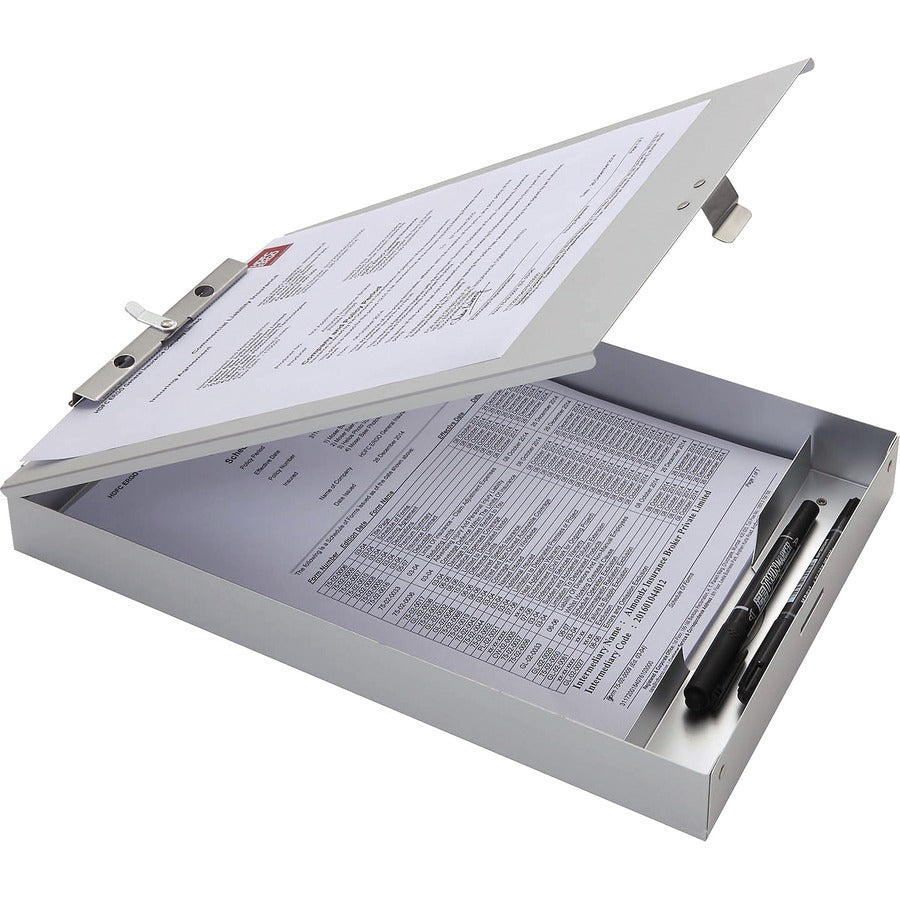 Business Source 49262 Storage Clipboard - Storage for 50 Document - 8 1/2" x 11" Sheet Size - Silver - 1 Each