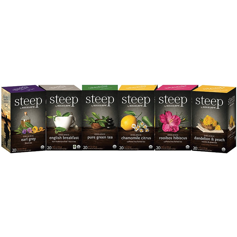 Steep by Bigelow&reg, Organic Assorted Flavor Bag - 120 Teabag - 20/Box - 20 / Carton