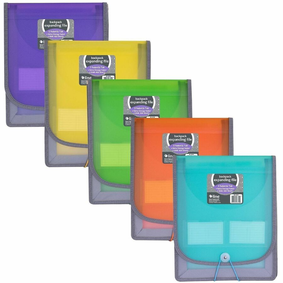 C-Line CLI-58700 Letter Organizer Folder - 8 1/2" x 11" - 400 Sheets Capacity - 7 Front, Internal Pocket - Assorted - 1 Each