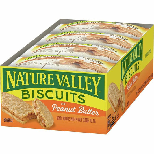 NATURE VALLEY Flavored Biscuits - Peanut Butter, Honey - 1.35 oz Box - 1 Box