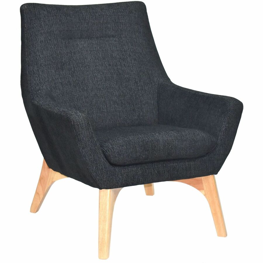 Lorell Quintessence Collection Upholstered Chair - Black Seat Color - Black Back Color - Low Back - Four-legged Base - 1 Each