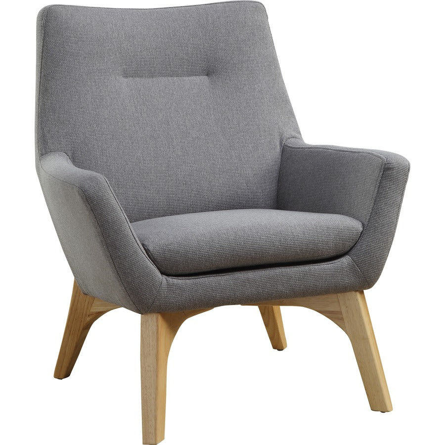 Lorell Quintessence Collection Upholstered Chair - Gray Seat Color - Gray Back Color - Low Back - Four-legged Base - 1 Each
