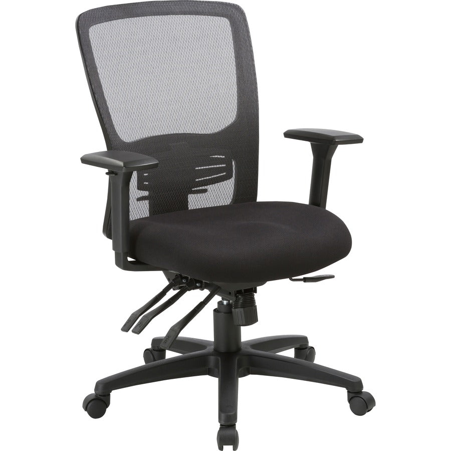 Lorell Ratchet High-back Mesh Chair - Black Seat Color - Black Back Color - Mesh Back Material - High Back - 5-star Base - 1 Each
