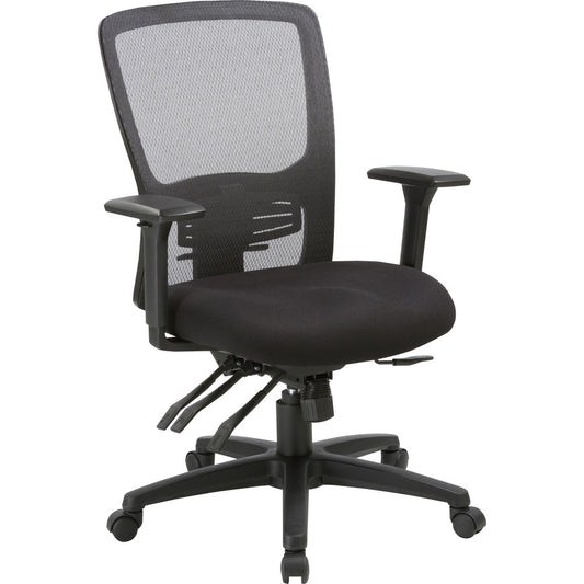 Lorell Ratchet High-back Mesh Chair - Black Seat Color - Black Back Color - Mesh Back Material - High Back - 5-star Base - 1 Each
