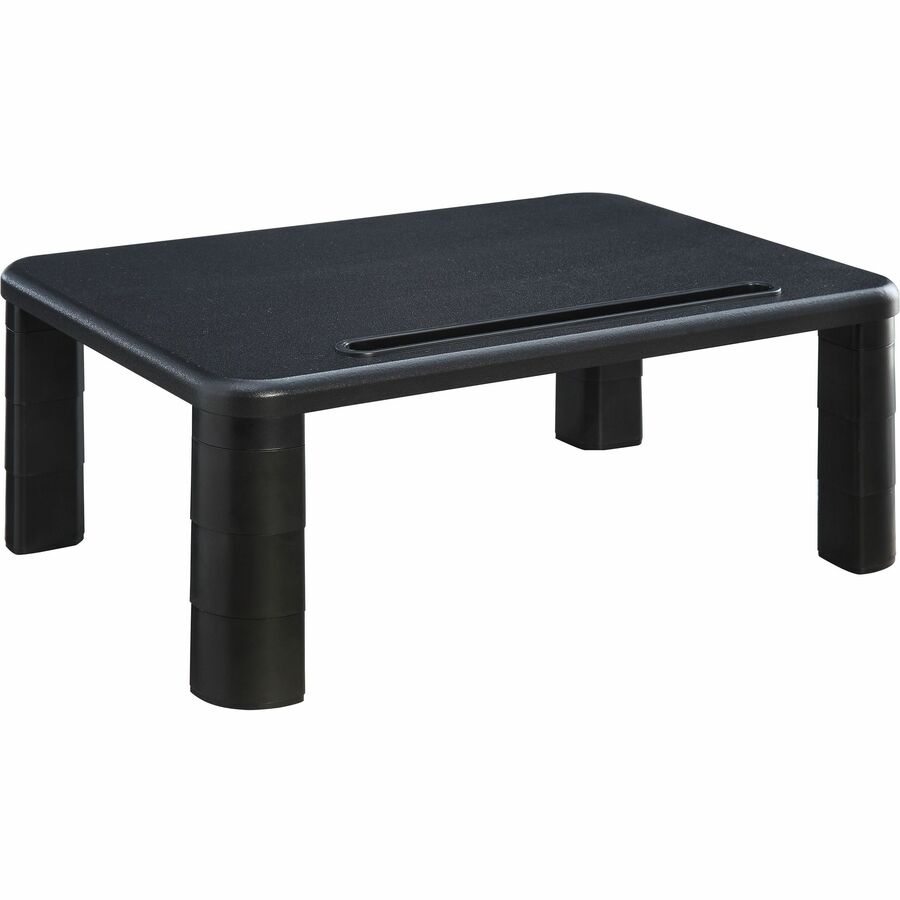 Lorell Height-Adjustable Monitor Riser - 4" Height x 19.75" Width - Desktop - Black