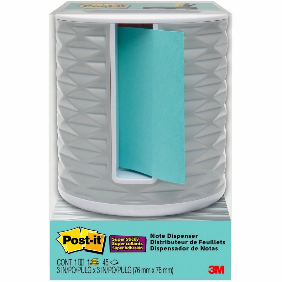 Post-it&reg, Dispenser Notes - 3" x 3" Note - Gray