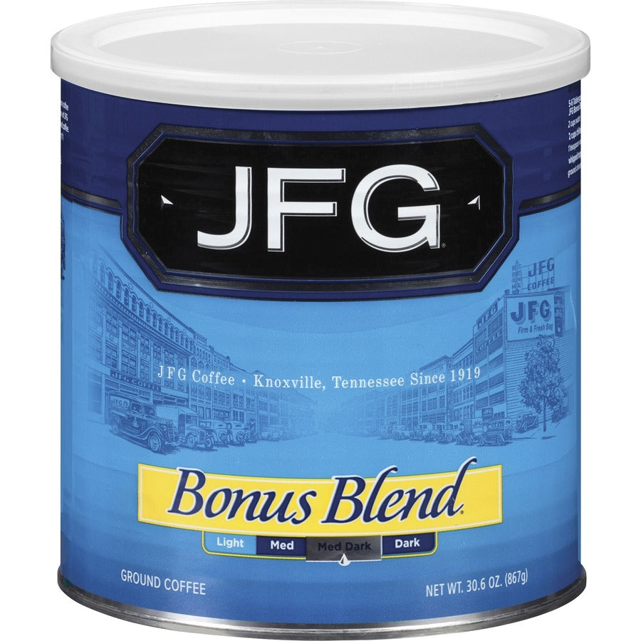 JFG Bonus Blend Coffee - Compatible with French Press - Medium/Dark - 30.6 oz Per Canister - Bonus Blend - 1 Each