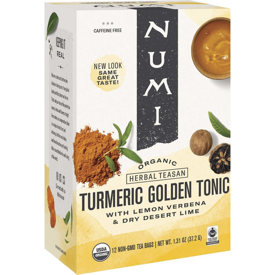 Numi Organic Turmeric Golden Tonic Herbal Tea Bag - Herbal Tea - 1.3 oz - Organic - 1 Box