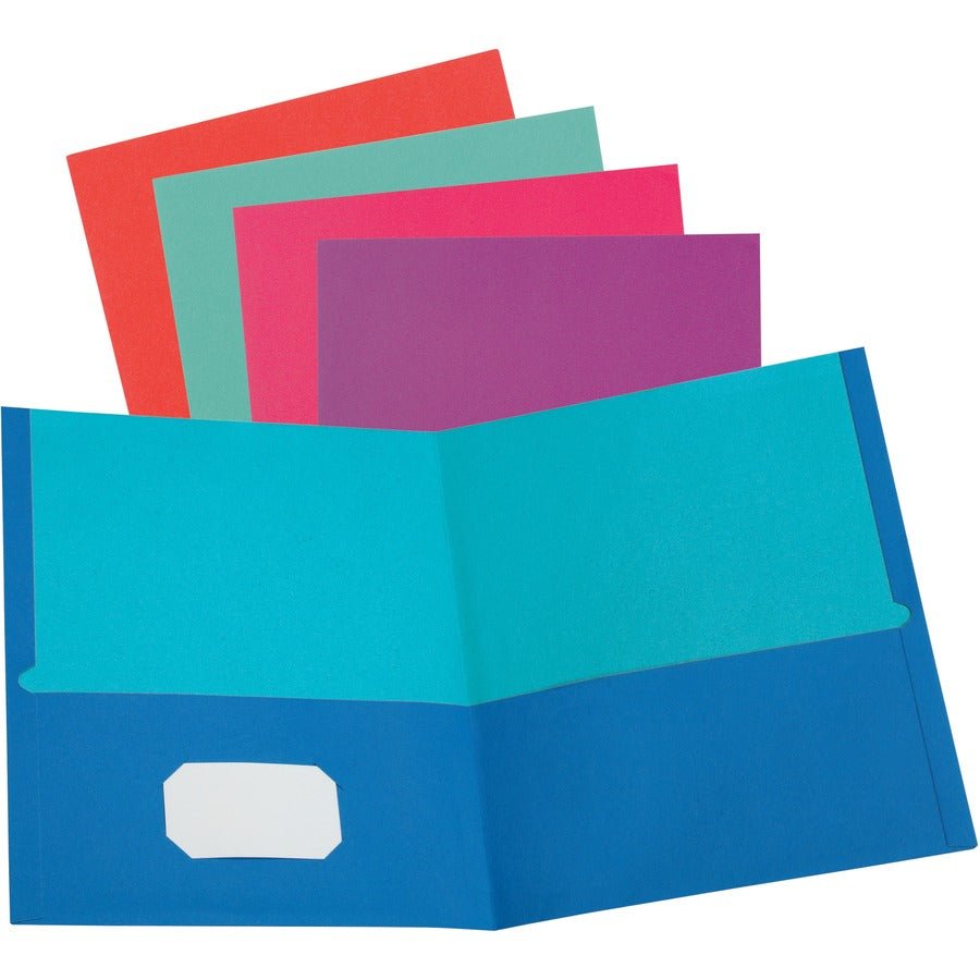 Oxford Letter Pocket Folder - 8 1/2" x 11" - 100 Sheets Capacity - 2 Pocket - Assorted - 10% Recycled - 50 / Box