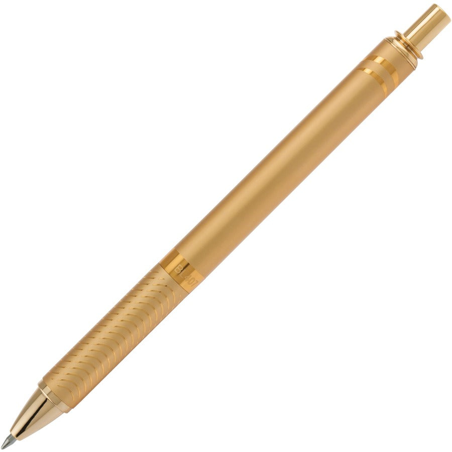EnerGel EnerGel Alloy Gel Ink Retractable Pen - Refillable - Retractable - Black Ink - Liquid Gel Ink - Gold Aluminum Alloy Barrel - Metal Tip - 1 Each