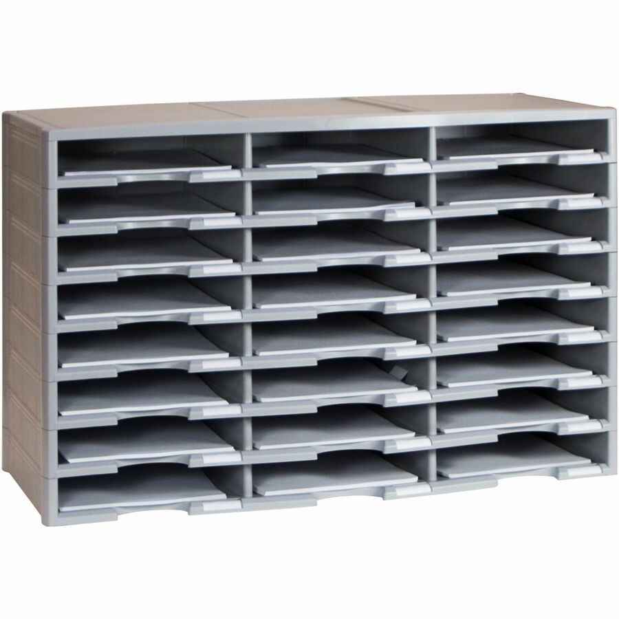Storex Stackable Literature Sorter - 12000 x Sheet - 24 Compartment(s) - Compartment Size : 9.50" x 12" - Gray - Plastic, Polystyrene - 1 Each