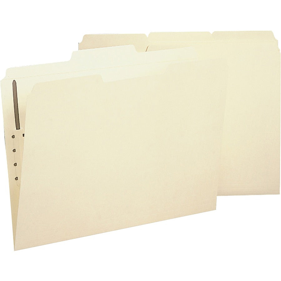 Business Source 1/3 Tab Cut Legal Recycled Fastener Folder - 8 1/2" x 14" - 1 Fastener - 2 Plys - Manila - 10% Recycled - 50 / Box