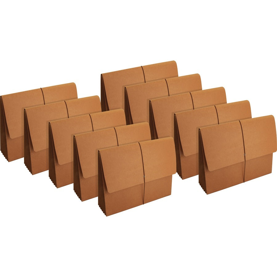 Business Source Legal Recycled File Wallet - 8 1/2" x 14" - 5 1/4" Expansion - Brown - Expandable Gusset, Tyvek Gusset, Tear Resistant, Durable, Flap and Cord Closure - 30% Recycled - 10 / Box