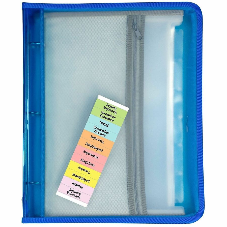 C-Line Expanding File Zippered Binder - Letter - 8 1/2" x 11" Sheet Size - 3 Ring - Fastener: Ring - Pocket: 7 - 6 Divider - Blue - Zipper Closure, Pencil Holder - 1 Each