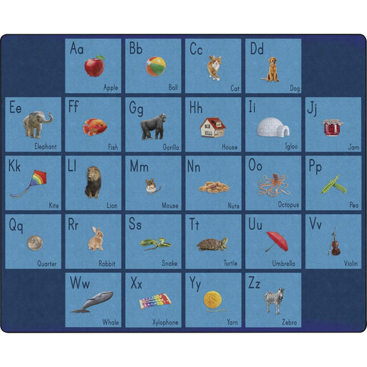 Flagship Carpets See My Alphabet Classroom Rug - Floor Rug - 13.17 ft Length x 10.50 ft Width x 0.50" Thickness - Rectangle - Blue - Yarn