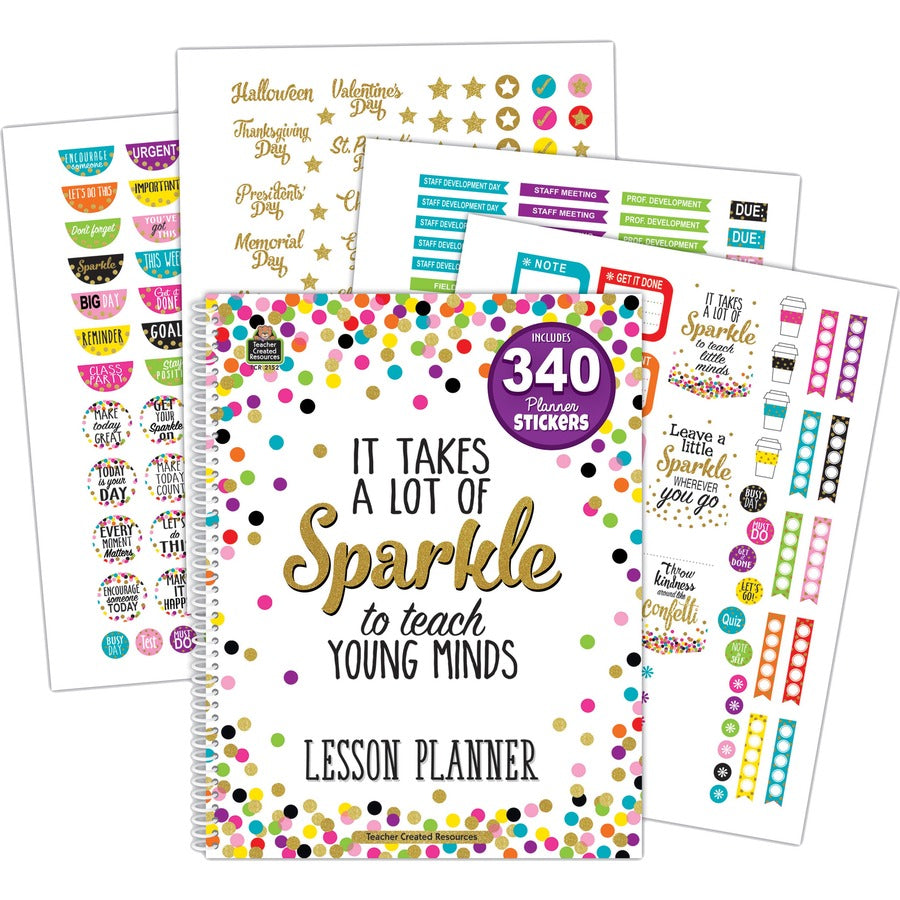 Teacher Created Resources Confetti Lesson Planner - Academic - 40 Week - Wire Bound - Multi - 11" Height x 8.5" Width - 1 Each