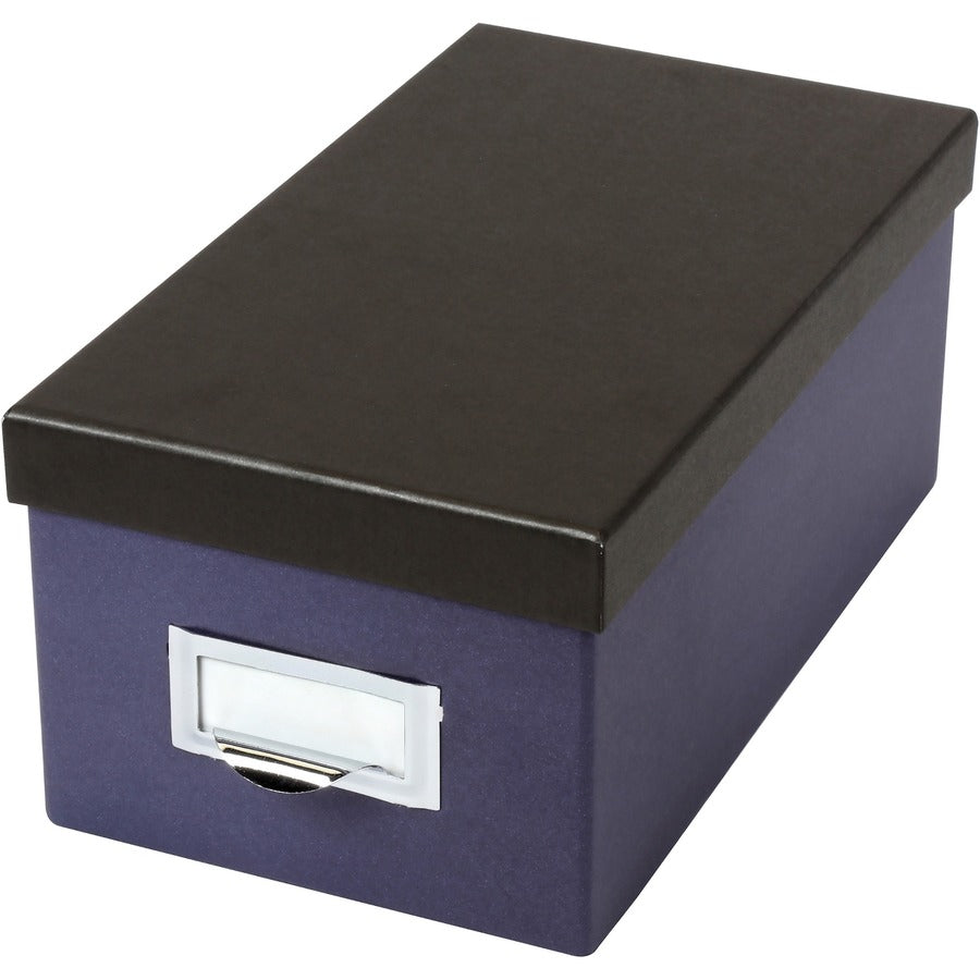 Oxford Index Card Storage Box - External Dimensions: 11.5" Length x 6.5" Width x 5" Height - Media Size Supported: Index Card 4" x 6" - 1000 x Index Card (4" x 6") - Indigo, Black - For Index Card, Recipe, Photo, Notes - 1 Each