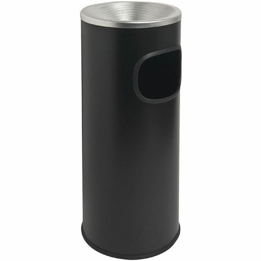 Genuine Joe Fire-safe 3-Gallon Ashtray Receptacle - 3 gal Capacity - Fire-Safe, Removable Lid - Stainless Steel, Aluminum - Black, Aluminum - 50 / Pallet