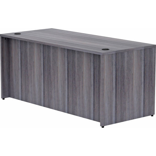 Lorell Essentials Series Rectangular Desk Shell - 29.5" Height x 66" Width x 30" Depth, 1" Thickness Top - Laminate, Weathered Charcoal Table Top - Grommet, Durable, Modesty Panel, Adjustable Floor Guide - 1 Each