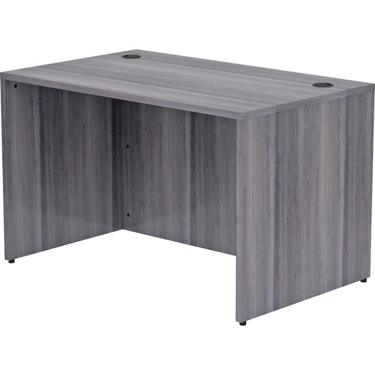 Lorell Essentials Series Rectangular Desk Shell - 29.5" Height x 48" Width x 30" Depth, 1" Thickness Top - Laminate, Weathered Charcoal Table Top - Grommet, Durable, Modesty Panel, Adjustable Floor Guide - 1 Each
