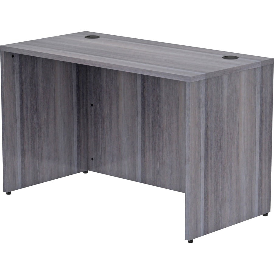Lorell Essentials Series Rectangular Desk Shell - 29.5" Height x 48" Width x 24" Depth, 1" Thickness Top - Laminate, Weathered Charcoal Table Top - Grommet, Modesty Panel, Durable, Adjustable Floor Guide - 1 Each