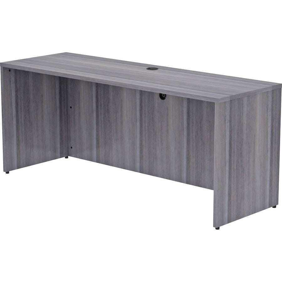 Lorell Essentials Series Credenza Shell - 29.5" Height x 70.9" Width x 23.6" Depth - Laminate, Weathered Charcoal Table Top - Modesty Panel, Grommet, Durable, Adjustable Floor Guide - 1 Each