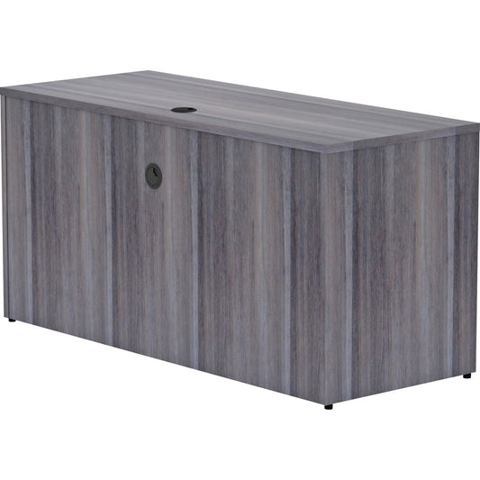 Lorell Essentials Series Credenza Shell - 29.5" Height x 60" Width x 24" Depth, 1" Thickness Top - Laminate, Weathered Charcoal Table Top - Modesty Panel, Grommet, Durable, Adjustable Floor Guide - 1 Each