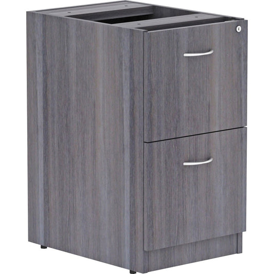 Lorell Essentials Series File/File Fixed File Cabinet - 28.3" Height x 16" Width x 22" Depth - Total Drawer(s): 2 - Finish: Laminate, Weathered Charcoal - File Drawer, Adjustable Floor Guide, Heavy Duty, Ball-bearing Suspension, Built-in Hangrail - For...