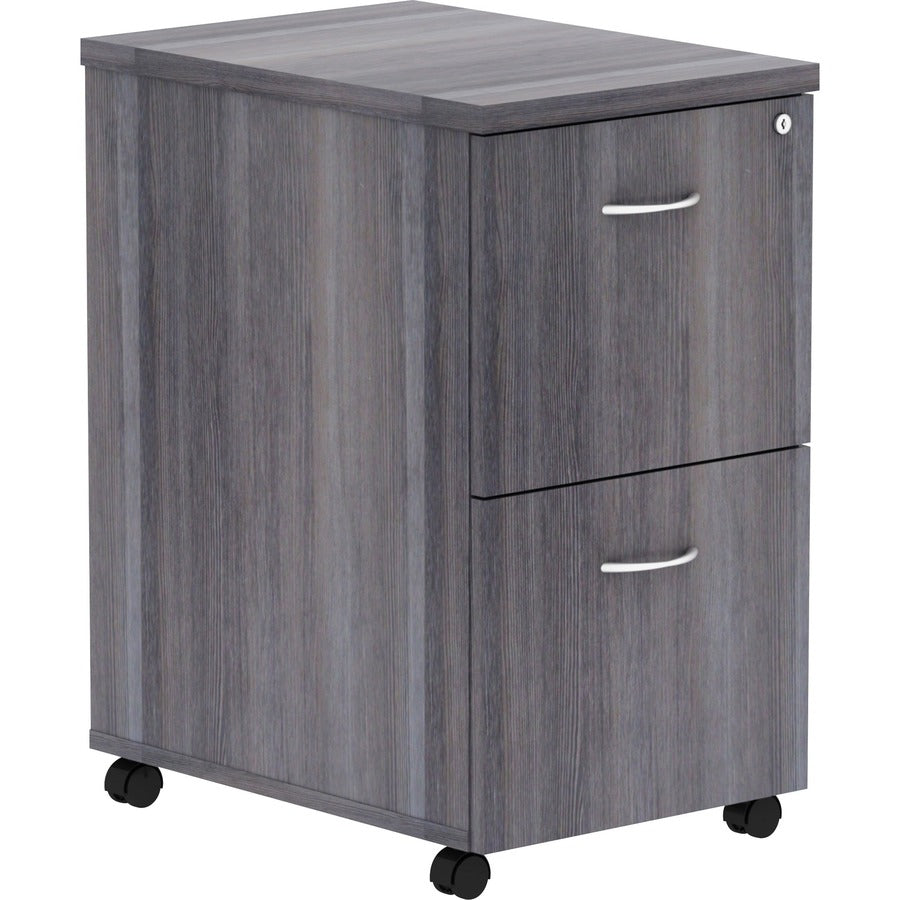 Lorell Essentials Series File/File Mobile File Cabinet - 28.3" Height x 16" Width x 22" Depth - Total Drawer(s): 2 - Finish: Weathered Charcoal, Laminate - Dual Wheel Caster, Durable, Built-in Hangrail, Mobility - For File Folder - 1 Each