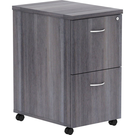 Lorell Essentials Series File/File Mobile File Cabinet - 28.3" Height x 16" Width x 22" Depth - Total Drawer(s): 2 - Finish: Weathered Charcoal, Laminate - Dual Wheel Caster, Durable, Built-in Hangrail, Mobility - For File Folder - 1 Each
