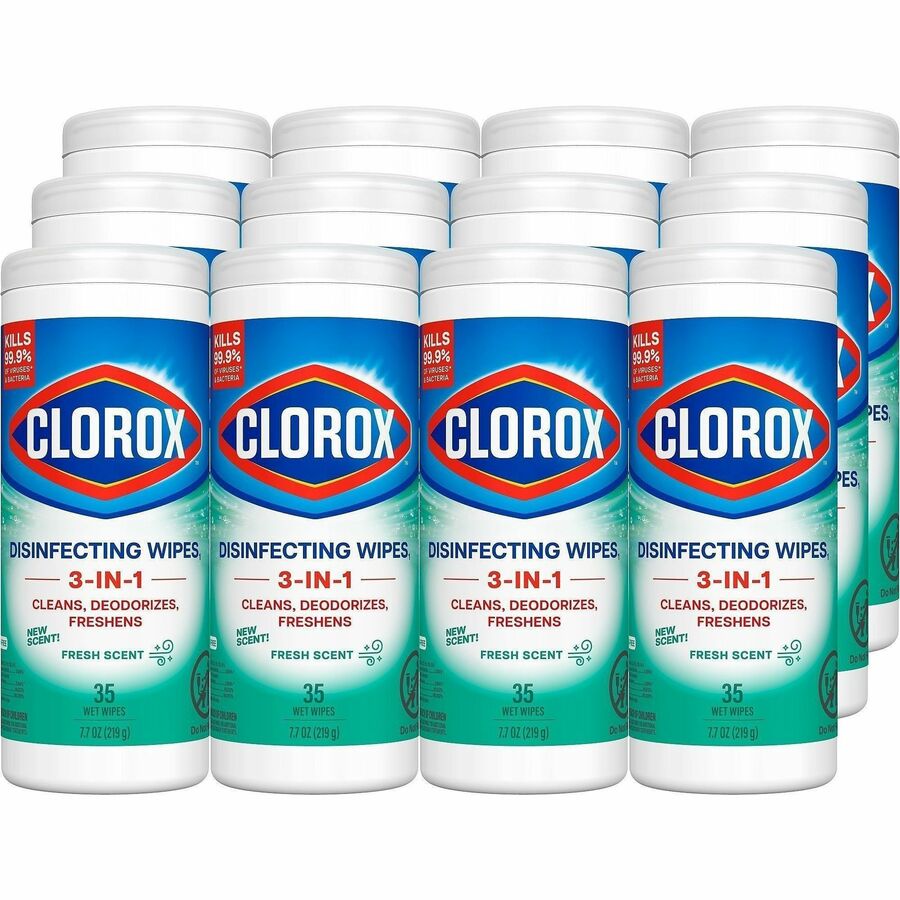 Clorox Disinfecting Cleaning Wipes - For Multipurpose, Multi Surface - Ready-To-Use - Wipe - Fresh Scent - Recommended For: Grease Remover, Soap Scum Remover, Grime Remover, Germs Remover, Bacteria Remover, Virus Remover, Dust Mite Remover, Pollen Remo...