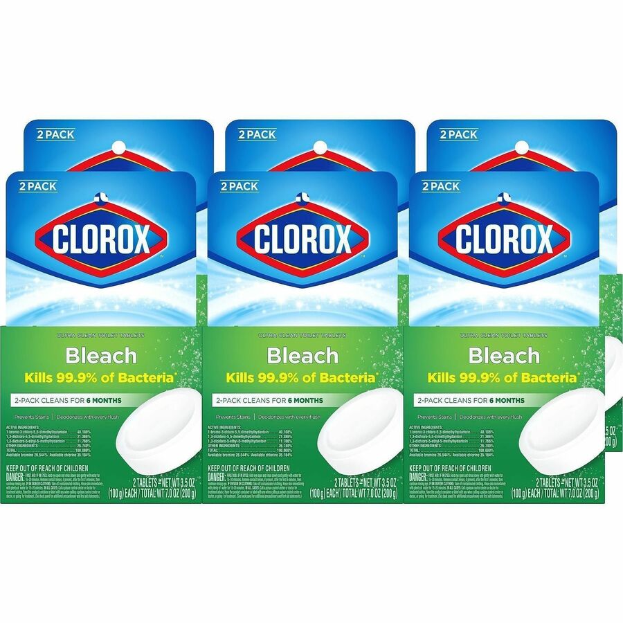 Clorox Ultra Clean Toilet Tablets Bleach - For Office, Commercial - Tablet - 3.50 oz (0.22 lb) - Recommended For: Limescale Remover, Hard Water Remover, Germs Remover, Bacteria Remover, Mineral Deposit Remover, Stain Remover - Deodorize, Easy to Use...