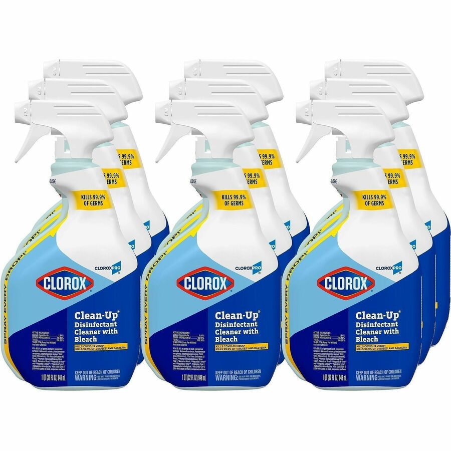 CloroxPro™, Clean-Up Disinfectant Cleaner Spray with Bleach - Ready-To-Use - 32 fl oz (1 quart) - Antibacterial, Disinfectant - Clear - 2 / Pallet