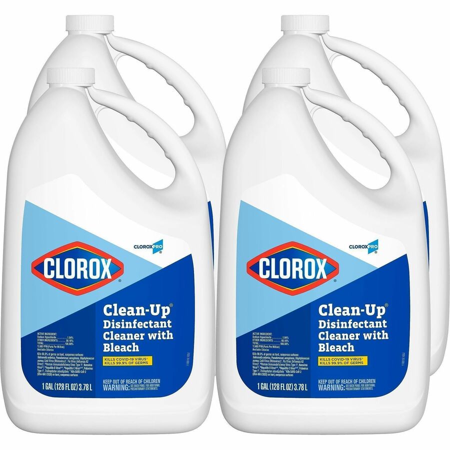 CloroxPro™, Clean-Up Disinfectant Cleaner with Bleach Refill - For Multipurpose - Liquid - 128 fl oz (4 quart) - Fresh Scent - Recommended For: Stain Remover, Odor Remover, Virus Remover, Germs Remover - Disinfectant, Antibacterial - Clear - 27 /...