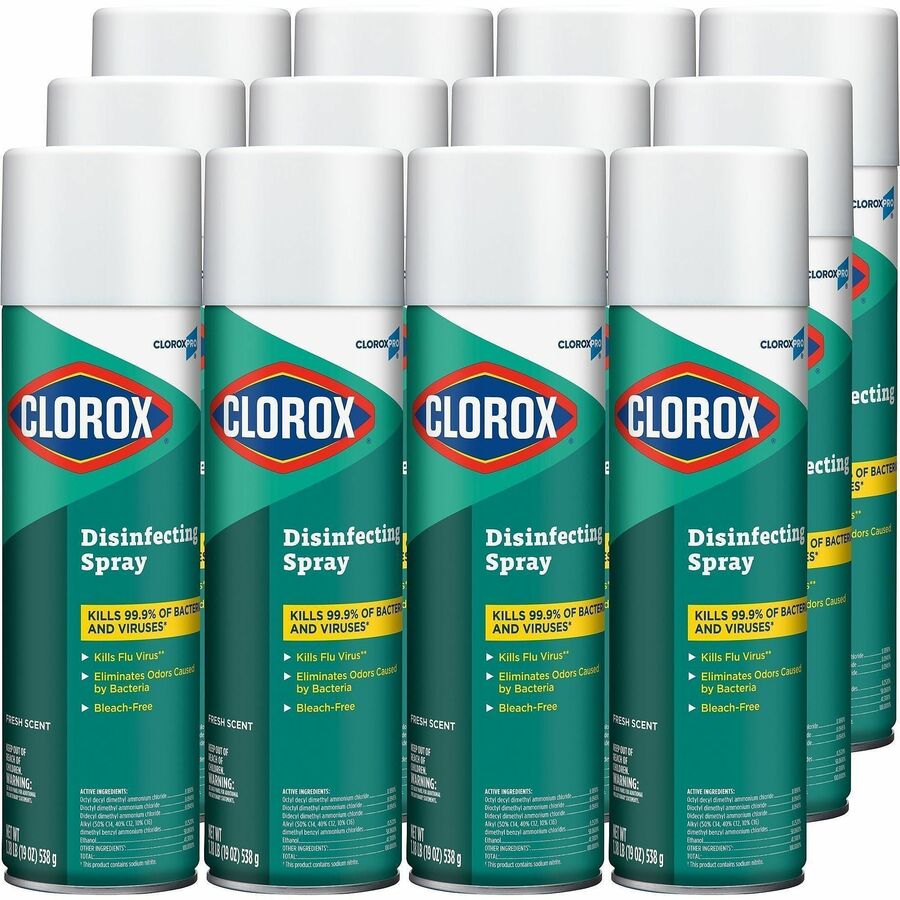 CloroxPro™, Disinfecting Spray - For Multipurpose, Multi Surface - Spray - 19 fl oz (0.6 quart) - Fresh Scent - Recommended For: Virus Remover, Fungi Remover, Bacteria Remover, Odor Remover, Mold Remover - Bleach-free, Deodorize, Antibacterial, Di...