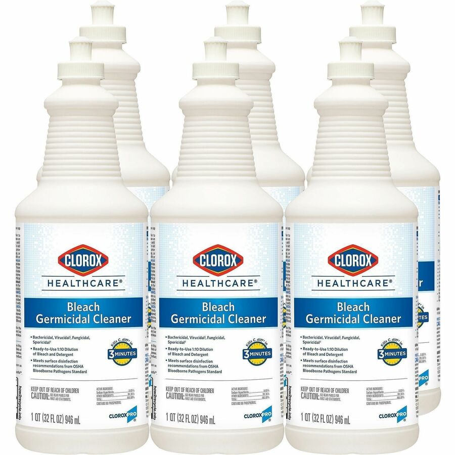 Clorox Healthcare Pull-Top Bleach Germicidal Cleaner - Ready-To-Use - 32 fl oz (1 quart) - Anti-corrosive, Antibacterial, Disinfectant - White - 30 / Bundle