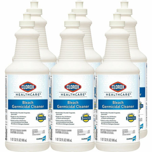 Clorox Healthcare Pull-Top Bleach Germicidal Cleaner - Ready-To-Use - 32 fl oz (1 quart) - Anti-corrosive, Antibacterial, Disinfectant - White - 30 / Bundle