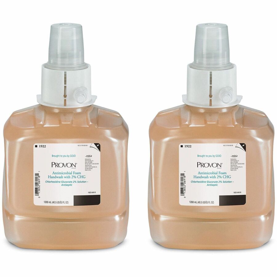 Provon LTX-12 Antimicrobial Foam Handwash with 2% CHG - 1.27 quart - Pump Bottle Dispenser - Kill Germs - Hand - Antibacterial - Beige - Fragrance-free, Dye-free - 2 / Carton