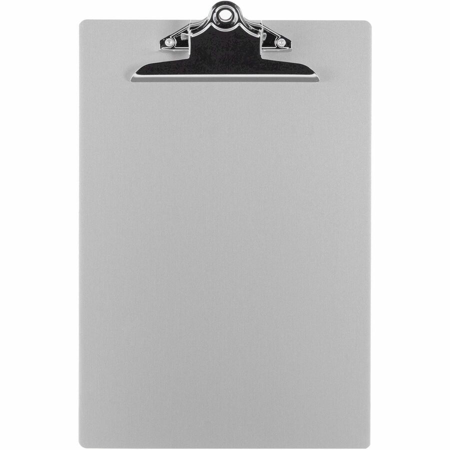 Business Source Aluminum Clipboard - 8 1/2" x 11" Sheet Size - Clamp - Aluminum - Silver - 1 Each